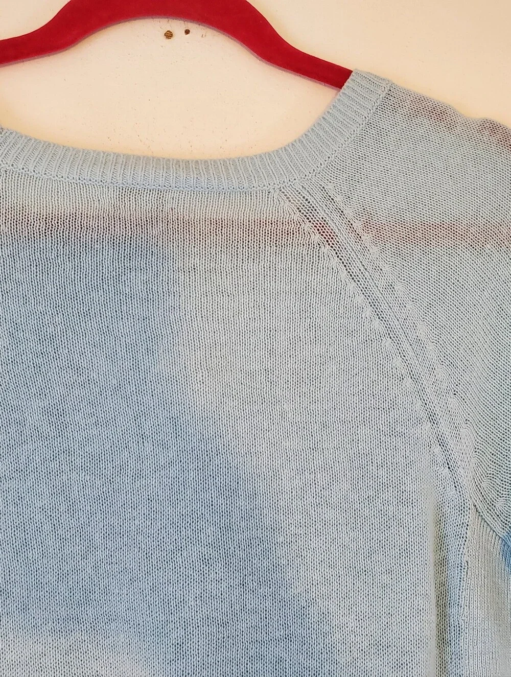 Women's J. Crew Blue Linen Cotton Pullover‎ Jumper Sweater Knit Top Size Small